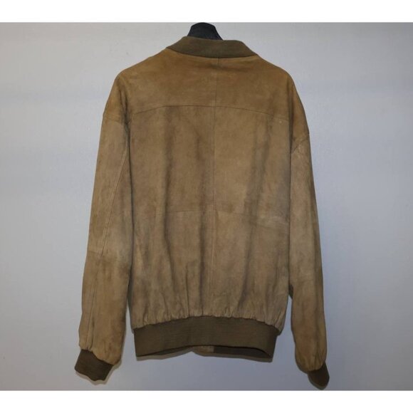 Vintage Echtes Leder Suede Leather Bomber Jacket Full Zip Up Mens Size XL - Picture 10 of 10